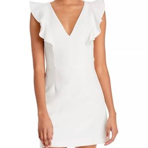 French Connection Whisper Ruffled V-Neck Mini Dress